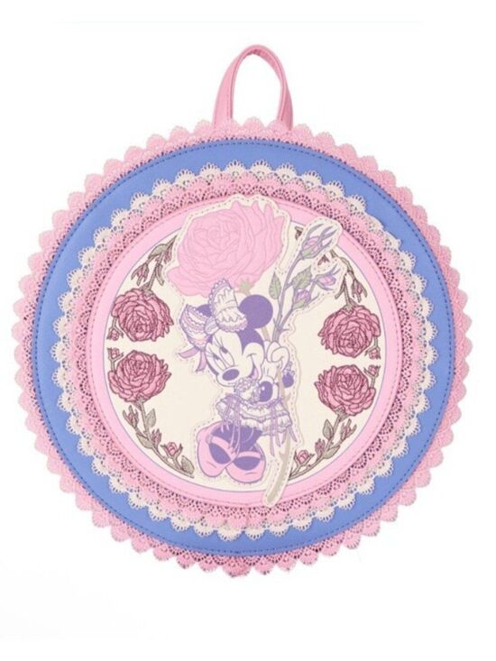 Minnie Mouse Floral and Lace Mini Backpack Round Embroidered Roses Dots NWT main image 6